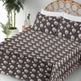 thumbnail image 3 of Ambesonne Bird Print Fitted & Flat Sheet with Shams 4 Pcs Set, Parrot Circles Sketchy, Queen, Rose and Dark Grey, 3 of 5