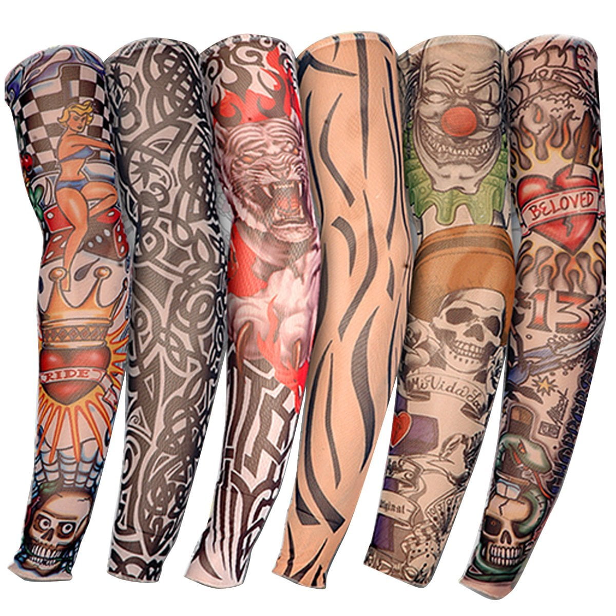 6X Arts Fake Temporary Tattoo Arm Sunscreen Sleeves Full Body Art Sleeves Kit US 