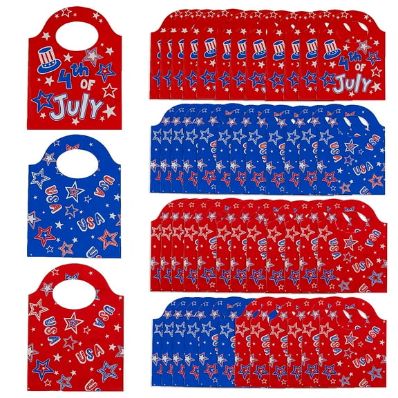 6 1/4" x 8 1/4" Bulk 50 Pieces Patriotic Goody Bags with Handles