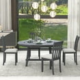 thumbnail image 5 of Harper & Bright Designs Round Extendable Dining Table Set for 4, Wood Farmhouse Table and 4 Upholstered Chairs for Dining Room, Gray, 5 of 17