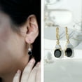 thumbnail image 3 of Rosec Jewels Oval Shaped Created Black Diamond Drop Earrings with Moissanite, Lever Back (8X10 mm, AAAA Grade), 10K Yellow Gold, 3 of 9