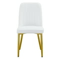 thumbnail image 7 of Hassch Modern PU Leather Dining Chairs Set of 2, White Upholstered with Ergonomic Curved Design, Padded Seat, and Golden Metal Legs, 300lbs Weight Capacity, 7 of 7