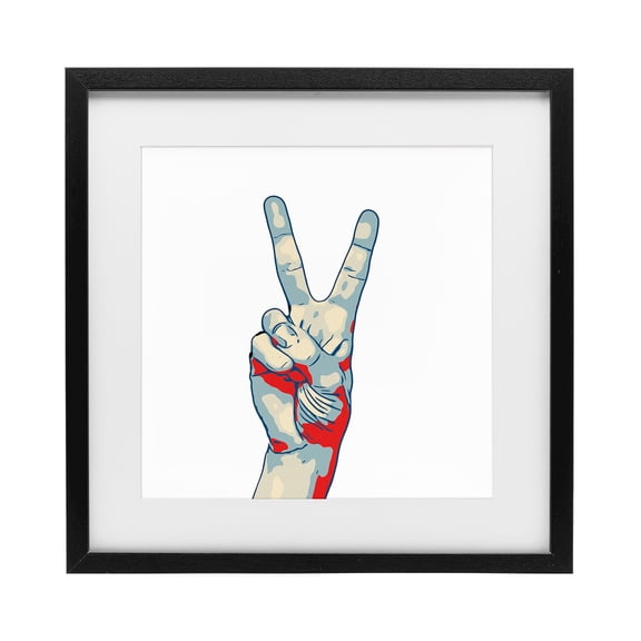 Stupell Industries Eclectic Pop Style Peace Gesture Black Framed Print Under Glass, 13 x 13, by Kim Curinga