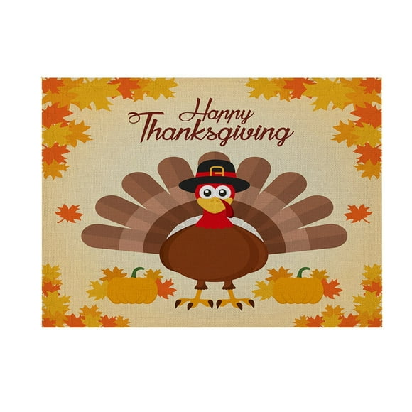 Clearance!Delayuji Thanksgiving Pumpkin Turkey Maple Leaf Placemats Autumn Table Decoration