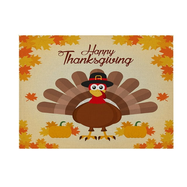 Bovemsi Clearance Thanksgiving Pumpkin Turkey Maple Leaf Placemats Autumn Table Decoration
