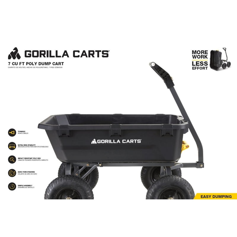 Gorilla Carts Wheelbarrow Poly Bed QuickRelease Dump 1,200 lb Hauling