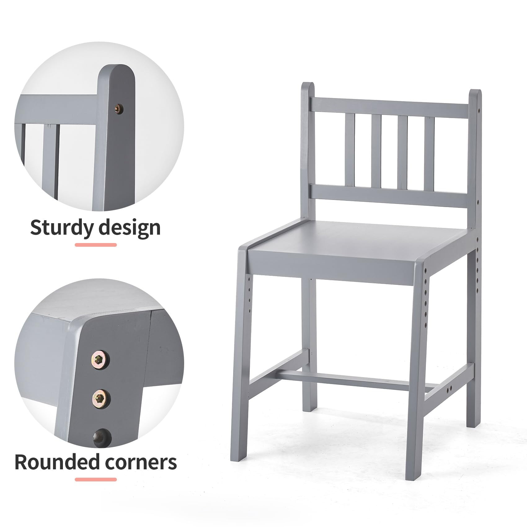UNICOO® Kids Desk and Chair Set – Durable, Modern Study Table for Homework & Art – Ergonomic Design – Grey 01