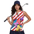 thumbnail image 6 of HUIACONG Vintage Flag Roses Breathable Ladies Golf Shirts, Half Zip Golf Tank Tops Lightweight Quick Dry for Sports Tennis Running, 6 of 7