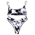 thumbnail image 3 of Hinvhai Swimsuits for Women,Women Tie-dye Pattern Top with Panty Bikini Set Two Piece Swimwear Black L(L), 3 of 8
