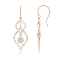 ANGARA Natural Diamond Cluster Double Drop Earrings in 14K Rose Gold for Women (Size-1.5mm| Color-G| Clarity-VS2) | April Birthstone, Anniversary, Jewelry Gift for Women | Natural Diamond Earrings