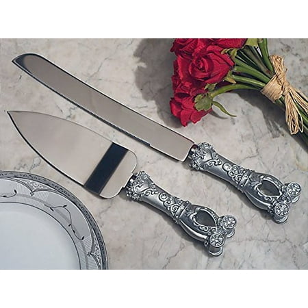 Elegant silver Wedding  Coach cake  and knife  set  From 
