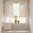 thumbnail image 2 of Floral Kitchen Curtains Linen Tier Farmhouse Cafe Curtains Country Botanic Window Rod Pocket Rustic Flax for Laundry Bathroom RV Panels Taupe on Beige, 2 of 3