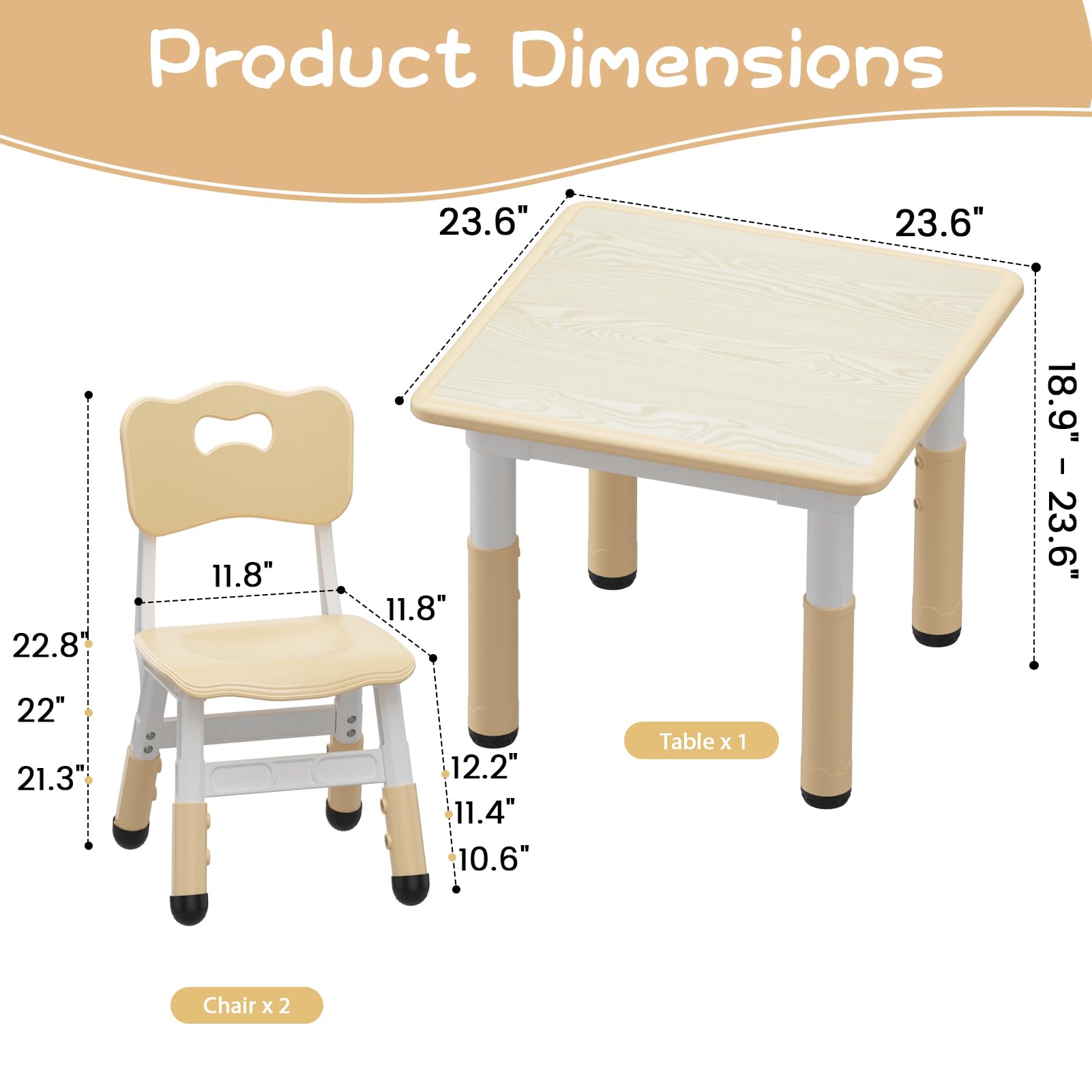 Tropow Toddler Table and 2 Chairs Set, Brown photo 2