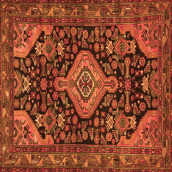 Ahgly Company Indoor Square Persian Orange Traditional Area Rugs, 7' Square