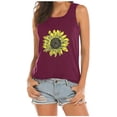 thumbnail image 4 of Wang6 Women's Raberback Loose Fit Tank Tops Casual Sleeveless Sunflowers Printed Tshirts Causal Crew Neck Going out Graphic Tees X_0615liBlack L, 4 of 4