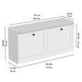 thumbnail image 6 of White Shoe Bench, Modern Entryway Bench with 2 Flip Drawers, Shoe Rack Bench with Padded Seat Cushion, Wooden Shoe Storage Bench for Entryway, Bedroom and Apartment, 6 of 6