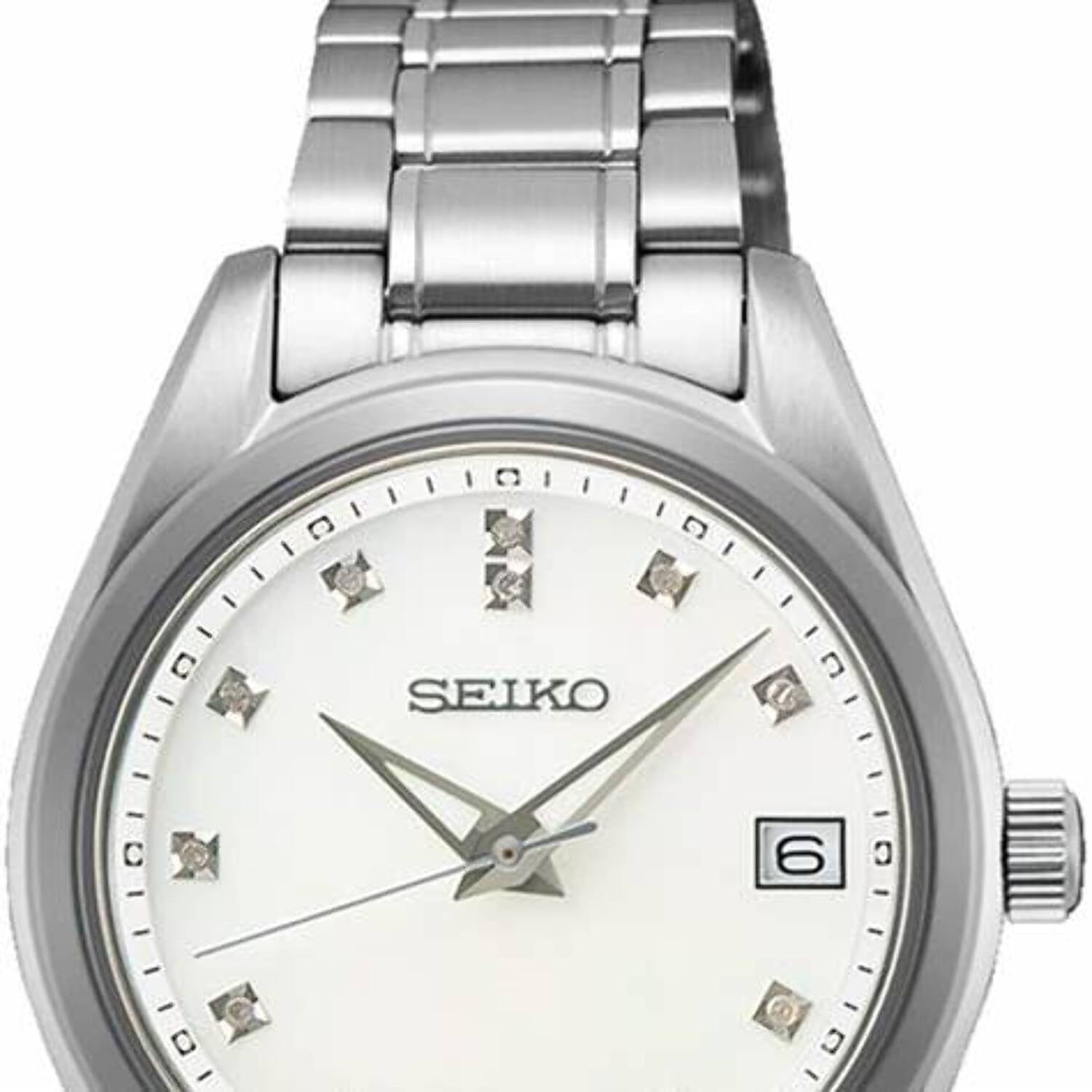 Seiko Diamond Quartz Mother of Pearl Dial Ladies Watch 