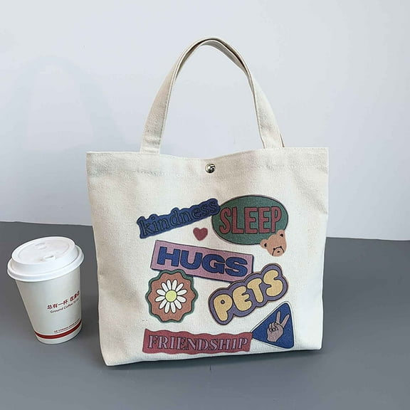 Hovmgk Insulated Bento Lunch Bag, Thermal Portable Food Tote with Cute Print, Reusable Picnic Cooler, Water-Resistant Easy-Clean Lunch Box and Snack Organizer, Multipurpose School and Work Carry Bag