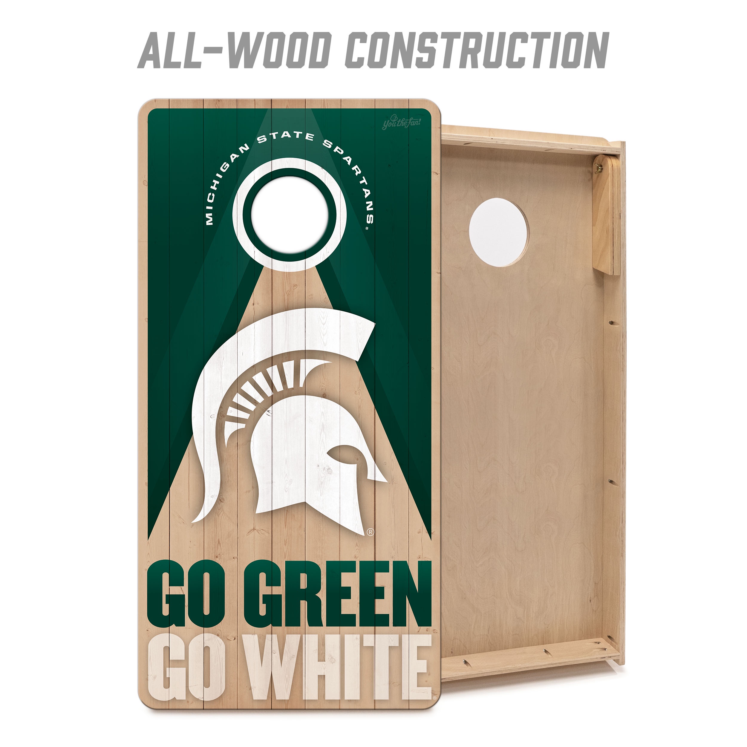YouTheFan NCAA MI St Spartans 2X4 Slogan Series Cornhole NO BAGS