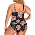 thumbnail image 2 of PIERRE NOIR Women's Plus Size One Piece Swimsuits Ruched V Neck Tummy Control Bathing Suits, 2 of 9