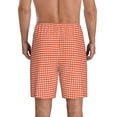 thumbnail image 3 of Bixox Men's Orange Gingham printed lightweight casual shorts, soft sleep shorts with pockets., 3 of 7