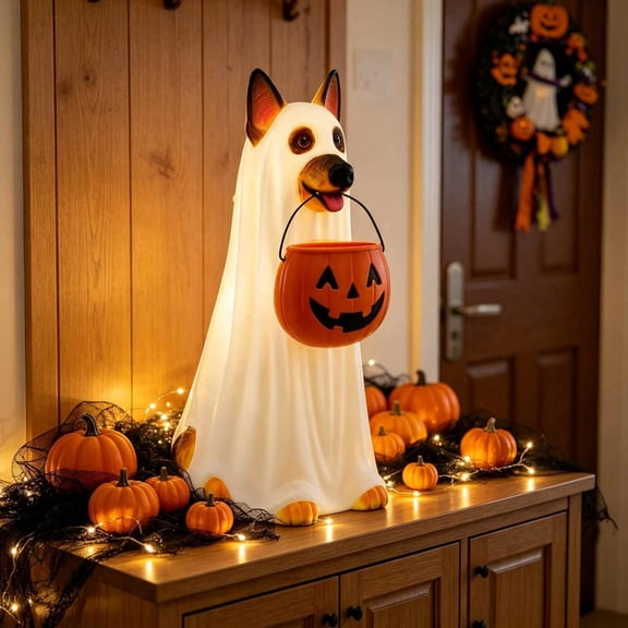 Halloween Ghost Dog Ceramic Candy Bowl/Tray β Cute Tabletop Decoration, Cookie Jar, and Party Supply
