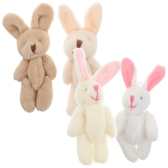 4 mini conejitos de peluche, adorables muñecos de conejo con cordón corto, colgantes de conejo de peluche pequeños