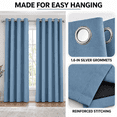 thumbnail image 4 of 4 Panels 100% Blackout Curtains 52x84 Inch, Grommet Window Curtains for Bedroom & Living Room, Blue, 4 of 8