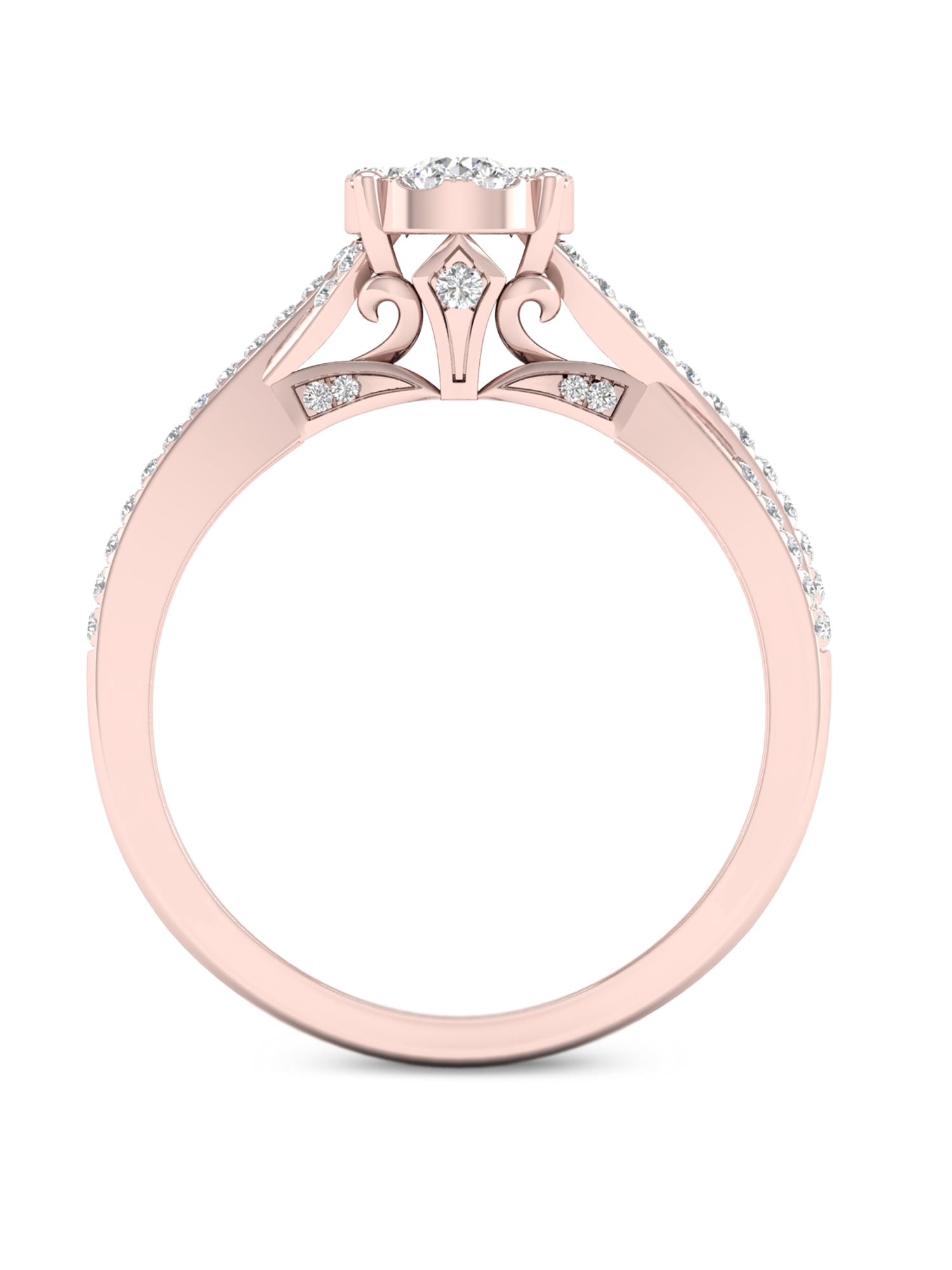 1/2 Carat T.W. Diamond 10kt Rose Gold Criss Cross Engagement Ring