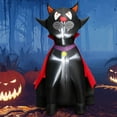 thumbnail image 4 of Gymax Cape Rouge Halloween 4,7 Pieds Chat Vampire Gonflable Décoration Extérieure avec Lumières LED, 4 of 10