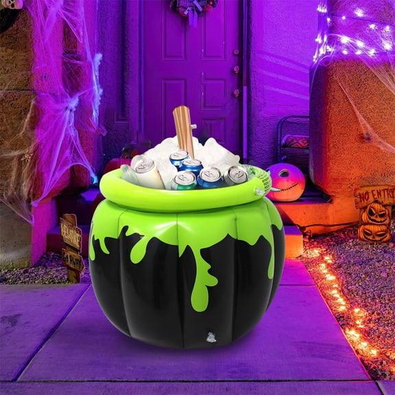 Halloween Cauldron Cooler, Halloween Witch Cauldron Party Decor, Inflatable Halloween Container Display, Large Capacity Holiday Party Decoration for Seasonal Events