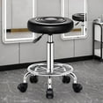 thumbnail image 2 of SHUO Y - Beauty Stool, 360-degree Rotation Wheel Bar Stool, Height Adjustable Salon Chair, Faux Leather Cushioned Office Shop Stool, with Metal Frame (Black), 2 of 6
