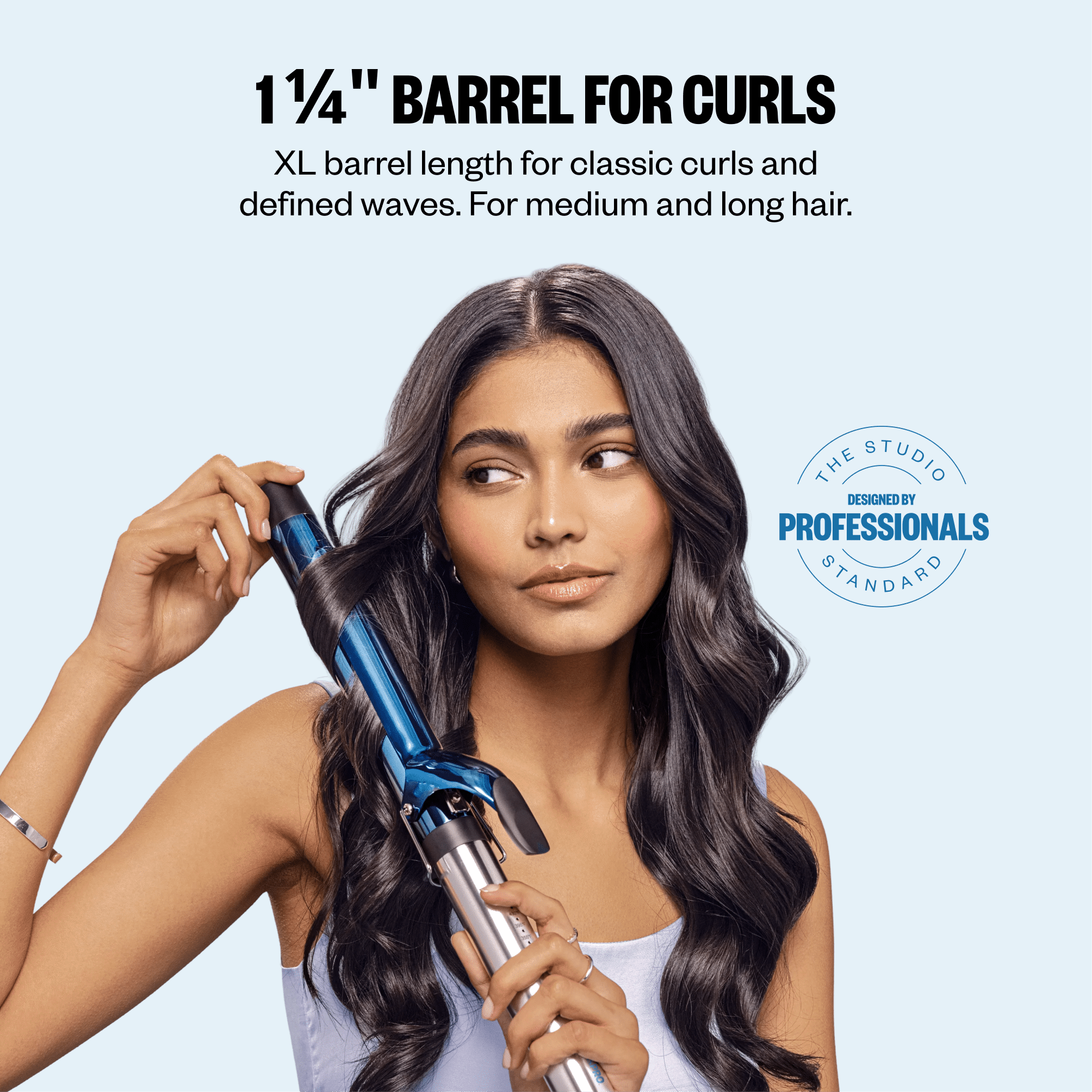 BaBylissPRO Nano Titanium 1 1/4" Extended Barrel Curling Iron, Blue, 1 Count