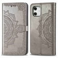 thumbnail image 3 of Dteck For Apple iPhone 12 Mini 5.4" [Flower Embossed] PU Leather Wallet Flip Folio Protective Case Cover with Card Holder and Stand, Gray, 3 of 6