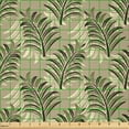 thumbnail image 2 of Ambesonne Hawaiian Fabric by the Yard Microfiber, Exotic Leaves Pattern Art, 2 Yards, Sand Brown Khaki and Fawn, 2 of 2