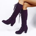 thumbnail image 6 of Mepaouo Women's Suede Knee High Boot Lace up Fall Winter Wide Calf Boots Combat Riding Dress Shoes, 6 of 9