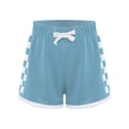 thumbnail image 3 of TiaoBug Kids Girls Cotton Shorts Contrast Color Plaid Cycling Yoga Running Shorts Summer Hot Pants Light Blue 140, 3 of 7