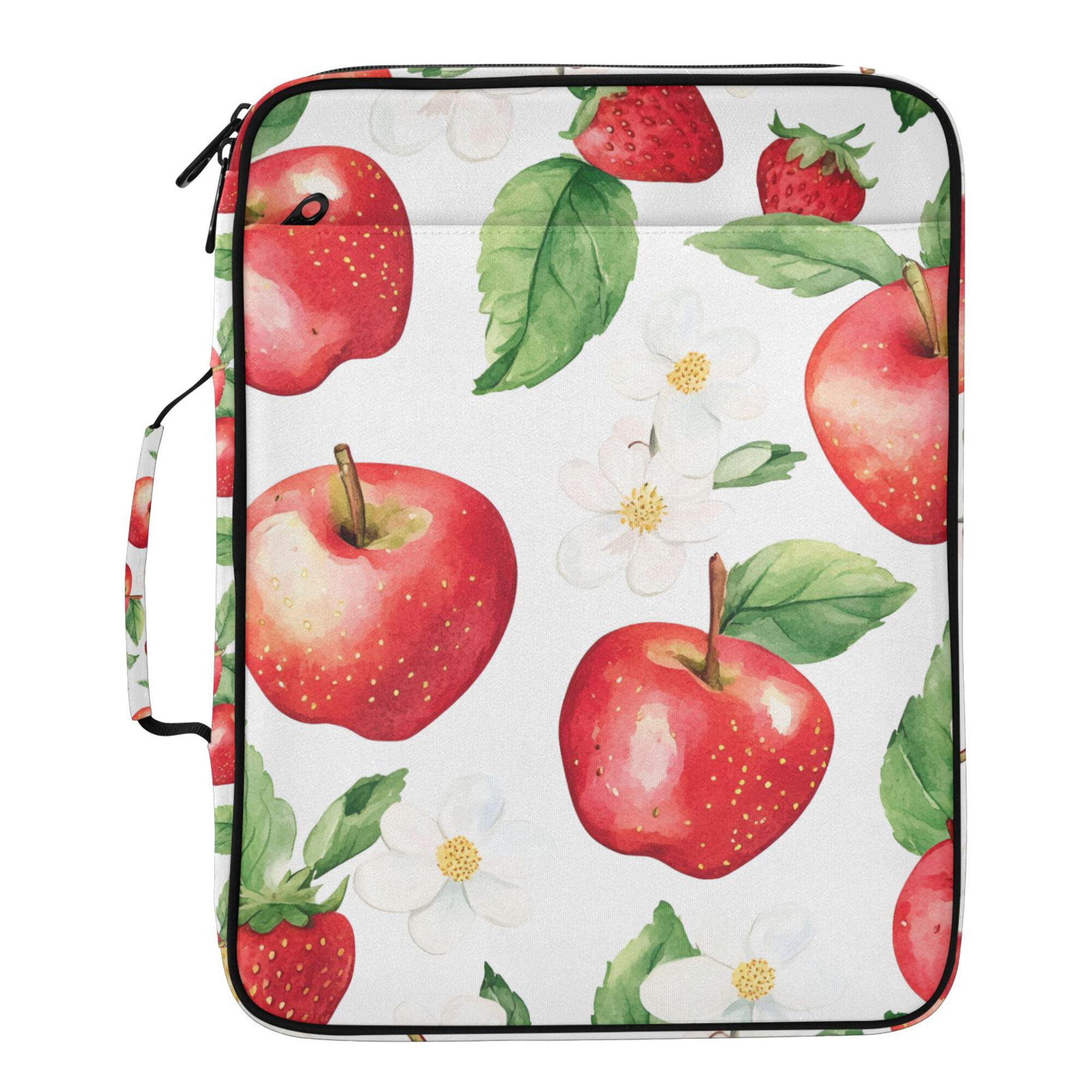 FORMRS Accordion File Folder A4 Size 7-Pocket Expanding Document Organizer Bag with 3 Ring Binder, White Apple Pattern