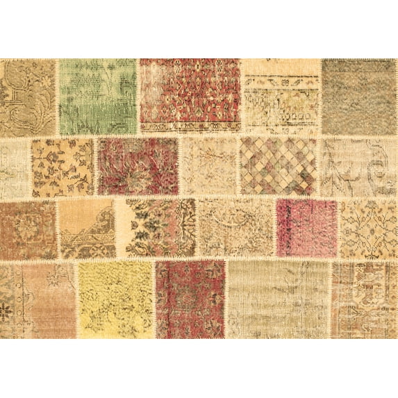 Ahgly Company Indoor Rectangle Patchwork Brown Transitional Area Rugs, 2' x 5'