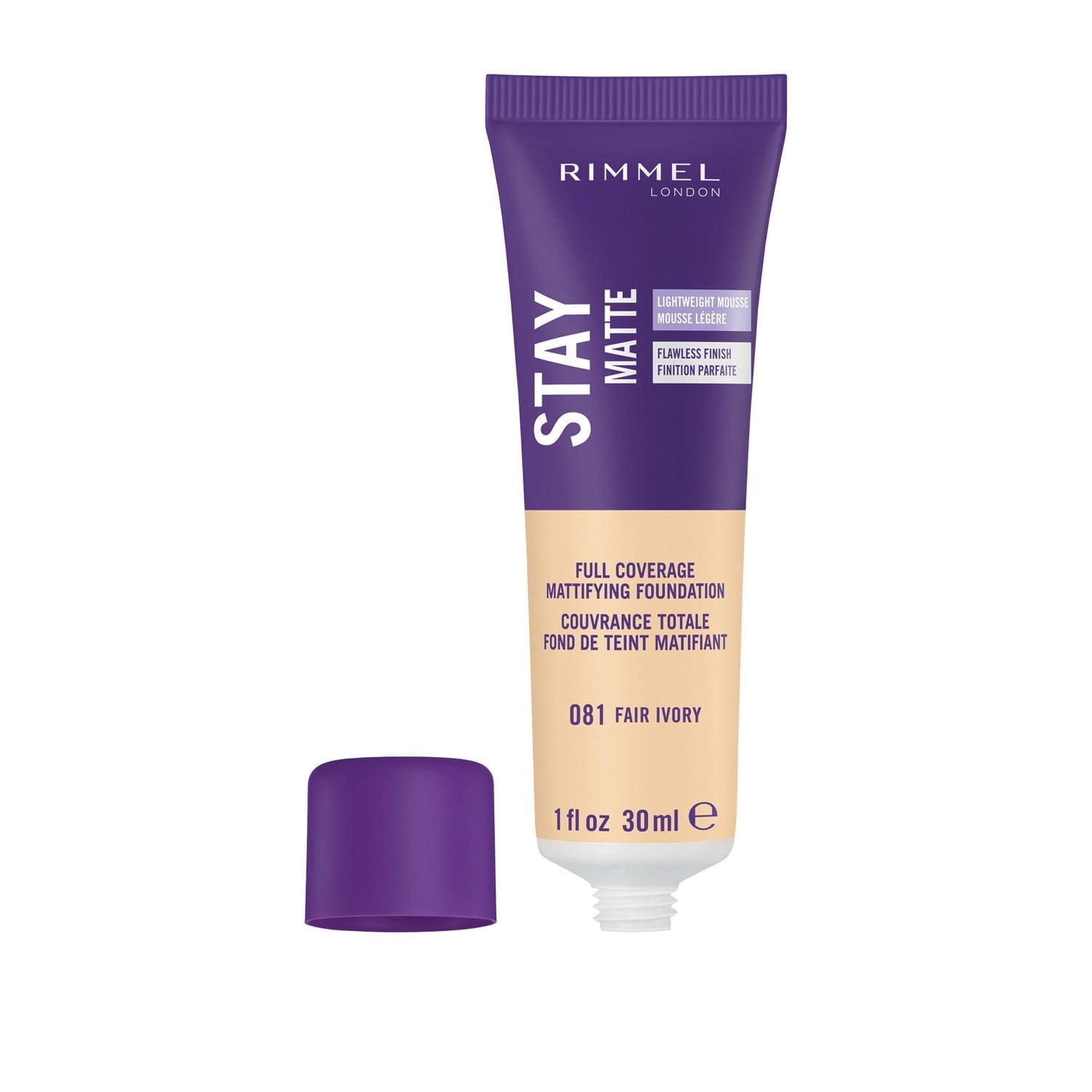 Rimmel Stay Matte Foundation, lightweight, silky formula, light liquid mousse and anti-pollution complex, 24H wear, 100% Cruelty-Free, Fresh & natural matte finish