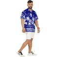 thumbnail image 5 of HAPPY BAY Men's Hawaiian Shirts Short Sleeve Button Down Shirt Men's Party Shirts Casual Holiday Summer Tropical Island Shirts for Men Funny L Palm Tree Sea Shore, Blues From Kids, 5 of 6