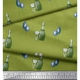 thumbnail image 3 of Soimoi Green Rayon Crepe Fabric Bottle & Wine Glass Bar Print Fabric by the Yard 46 Inch Wide, 3 of 3