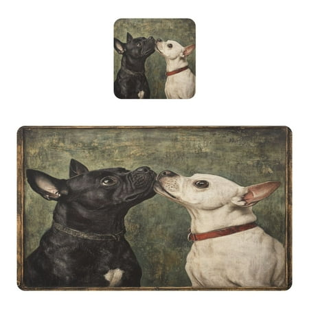 

Wobogo Black and White Dog Placemats Coasters Set of 1 Heat-resistant Non-slip Easy to Clean Square Dinner Plate Mat