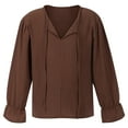 thumbnail image 2 of AINIYS Boys Girls Crewneck Shirt for Kids Medieval Ruffled Long Sleeve Renaissance Vintage Blouse Tops Coffee 120, 2 of 8