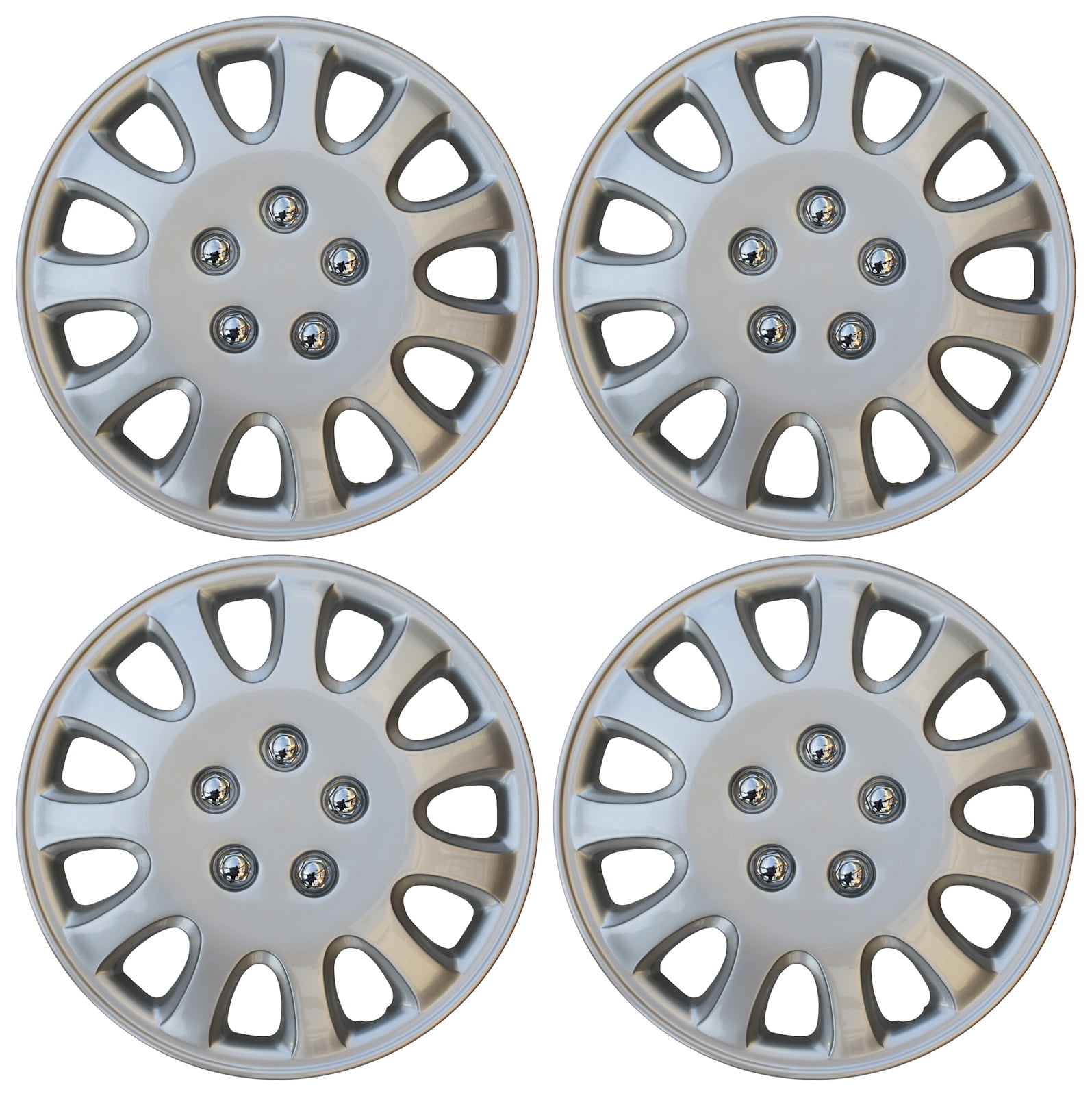 4 Piece Set 14" Inch Hub Cap Silver Skin Rim Cover for Steel Wheel Covers Caps 