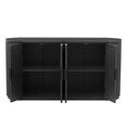 thumbnail image 4 of Sideboard Storage Cabinet with Metal Handles and Adjustable Shelves, Buffet Cabinet, Credenza Storage Cabinet for Kitchen, Wooden Vertical Striped Cabinet for Bedroom/Entryway (Black), 4 of 9
