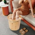 thumbnail image 4 of Modern Foot Tub,15.75" D × 15.75" H Wooden Foot Soak Footbath for Soaking Feet for Solid Wood Handmade Wooden Basin Set with Stool & Lid (Wood), 4 of 9