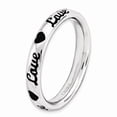 thumbnail image 3 of Sterling Silver Stackable Expressions Black Enamel Love Ring Size 6, 3 of 5