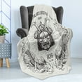 thumbnail image 4 of East Soft Flannel Fleece Throw Blanket, Traditional Japanese Samurai Koi Fish Martial Arts Lifestyle Tokyo Typography, Cozy Plush for Indoor and Outdoor Use, 50" x 60", Coconut Grey, by Ambesonne, 4 of 5