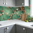 thumbnail image 6 of Boho Peel and Stick Wallpaper Cherry Blossom Branches Birds Teal Vintage Asian Wall Mural 23.6in x 9.8ft Self Adhesive Removable Wall Paper Renter Friendly Wallpaper for Bedroom Kitchen Farm, 6 of 8